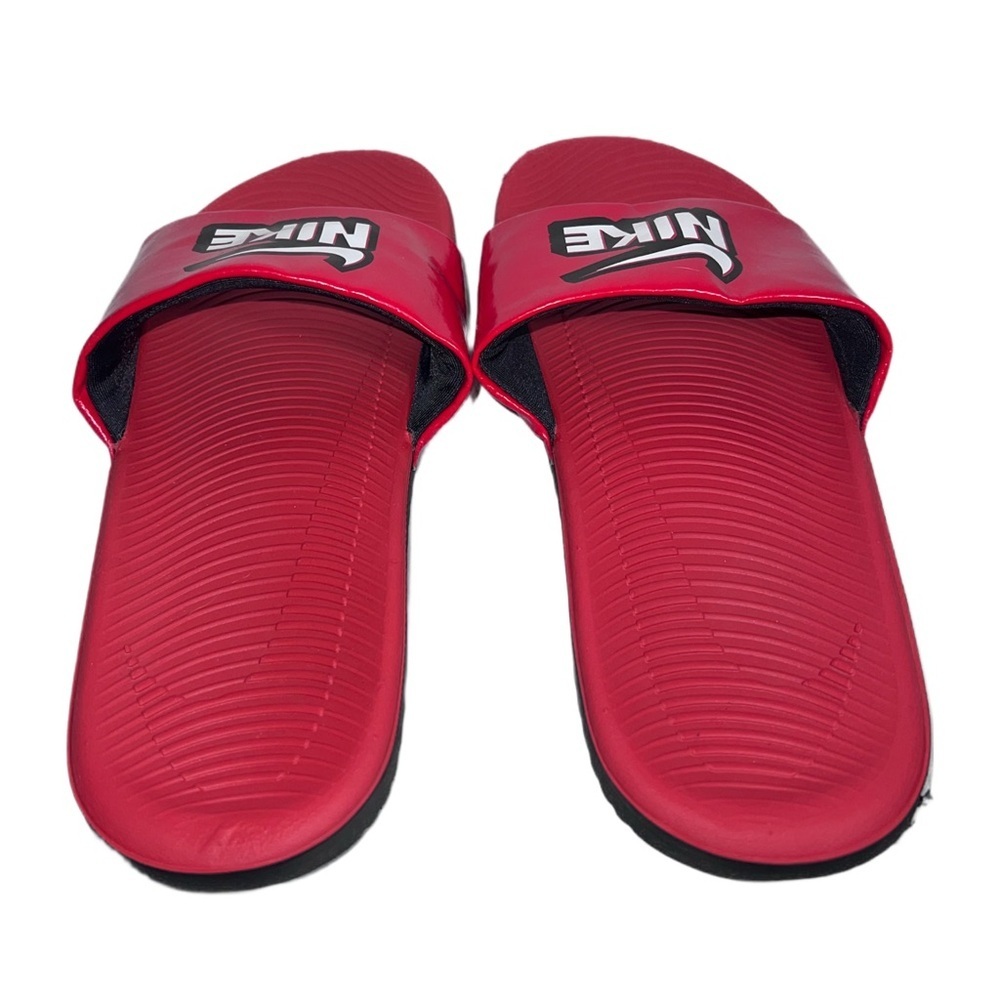 Nike Kids Slides Red Black Logo Sandals | Youth Size 6Y - Picture 3 of 5